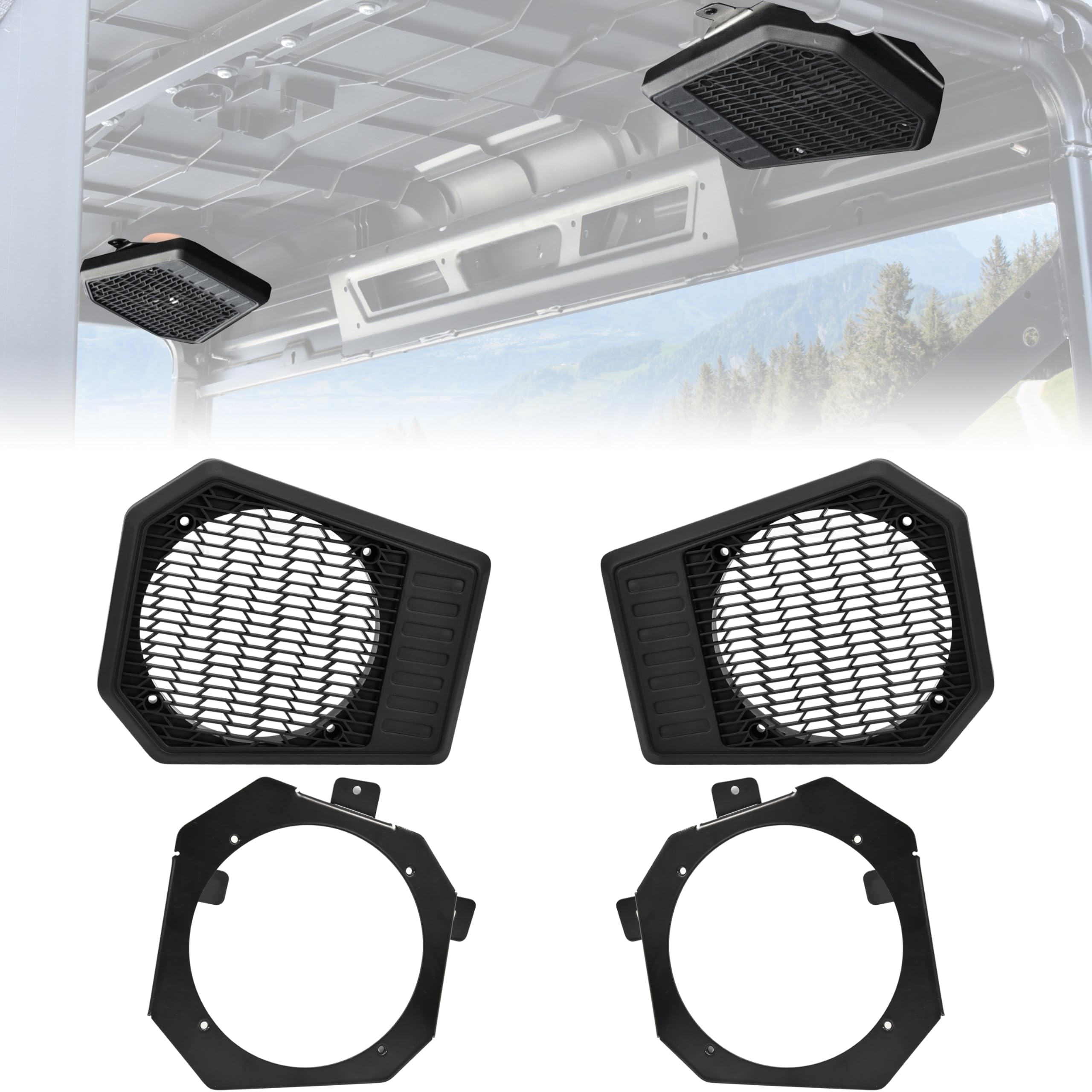 SLORIMOD Rear Roof Speaker Pod Enclosure for Polaris Ranger XP 1000/Crew 19-20, Waterproof 6.5