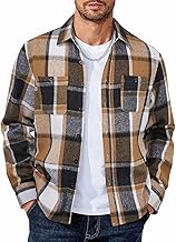COOFANDY Men's Flannel Shirts Long Sleeve Casual Cotton Plaid Button Down Shirt Jacket with Pockets