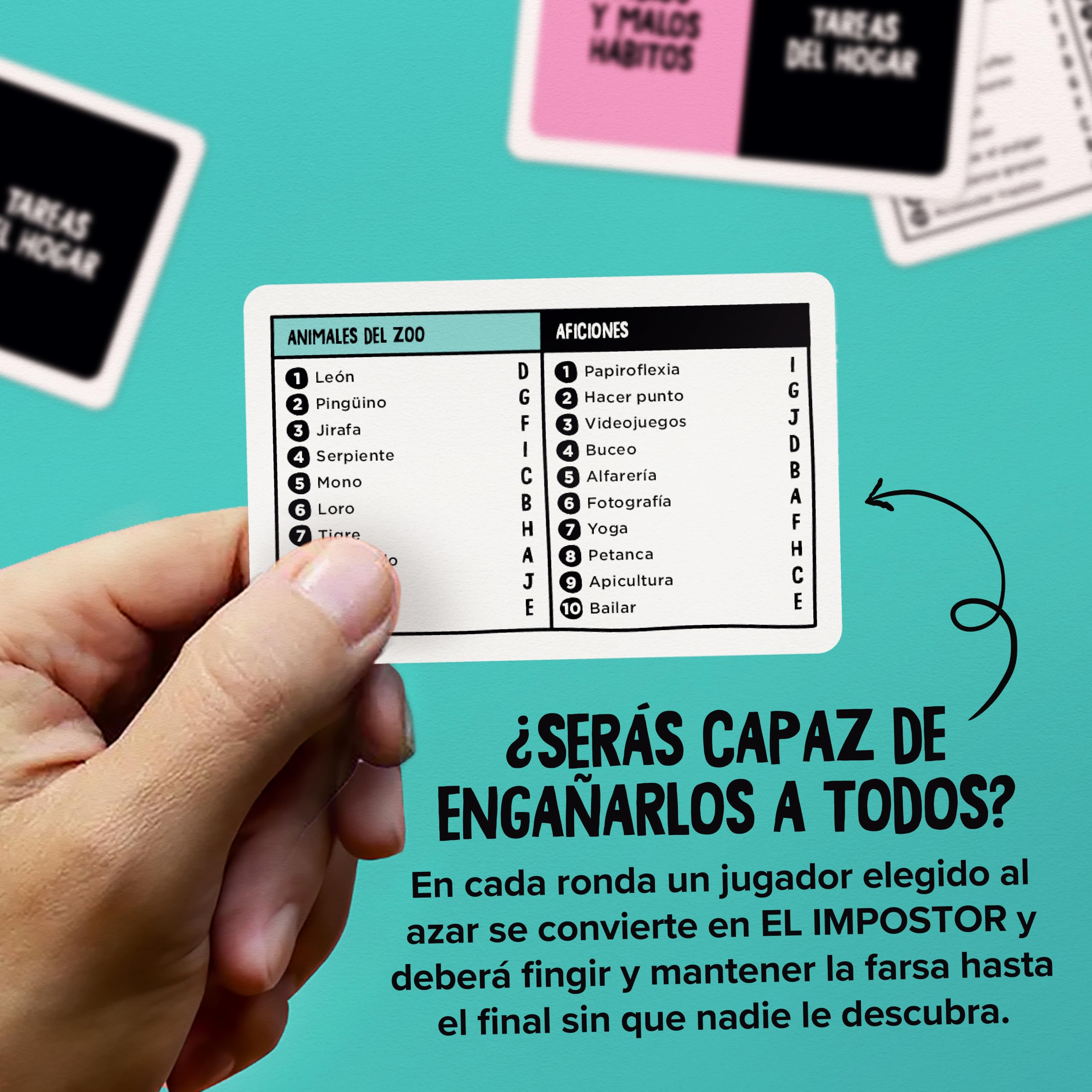 Gamely El Impostor | Divertido Juego de mímica e identidades secretas en Formato de Bolsillo – mentiras, conjeturas y Gestos discretos para Adultos, jóvenes y familias (Segunda Edición)