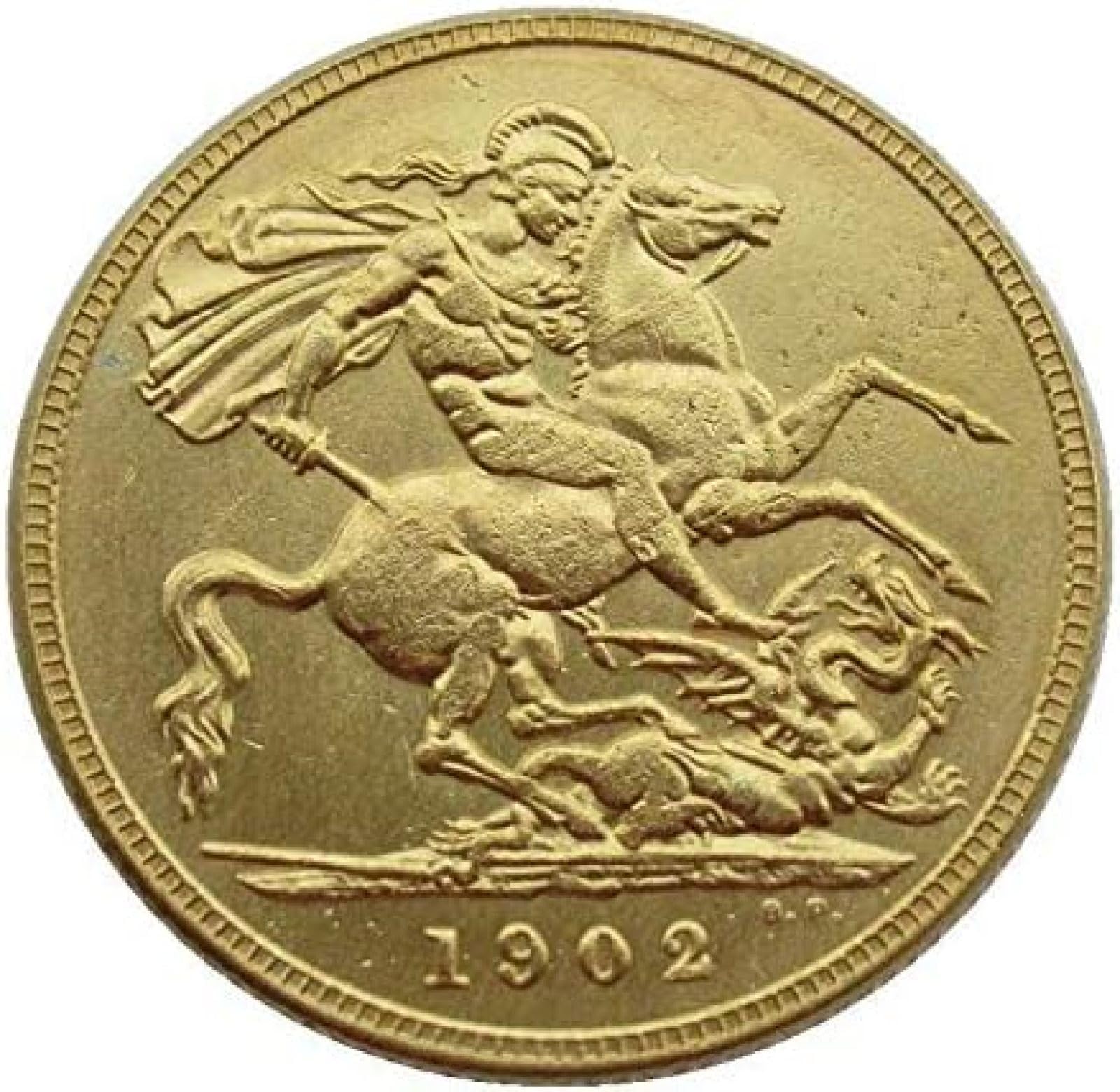 Wlzqelvcf 1902 Great Britain 1 Pound Gold Sovereign -1910 9 Kinds Copy Gold Plated Commemorative Coins Ornament Souvenir-1905,