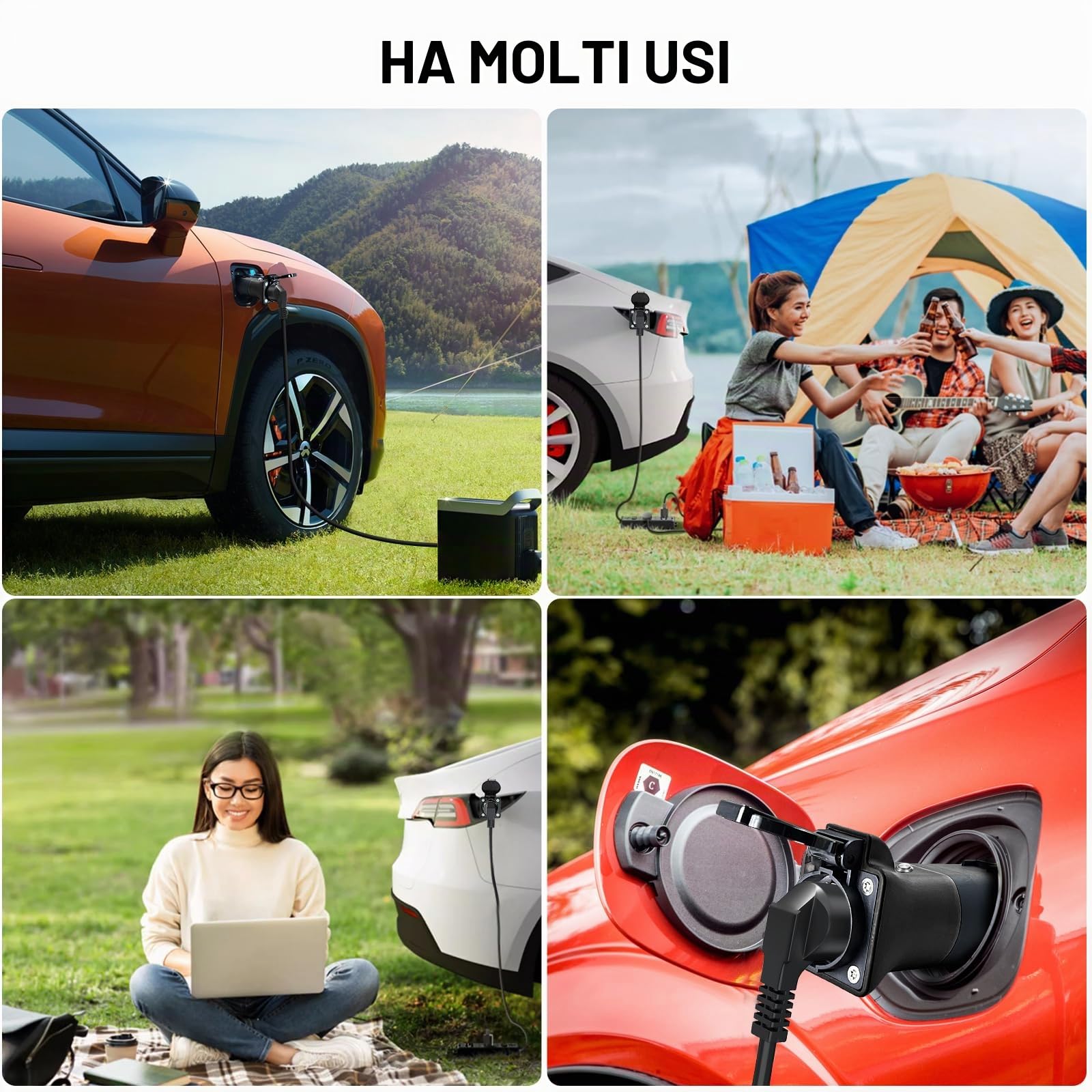 VOBOR Adattatore V2L per EV Tipo 2 a Schuko 3.5 KW 16A 220V da Veicolo a Carico, Compatibile con MG4, MG5, MG ZS, Acqua e Antipolvere (Contenente Ferro)