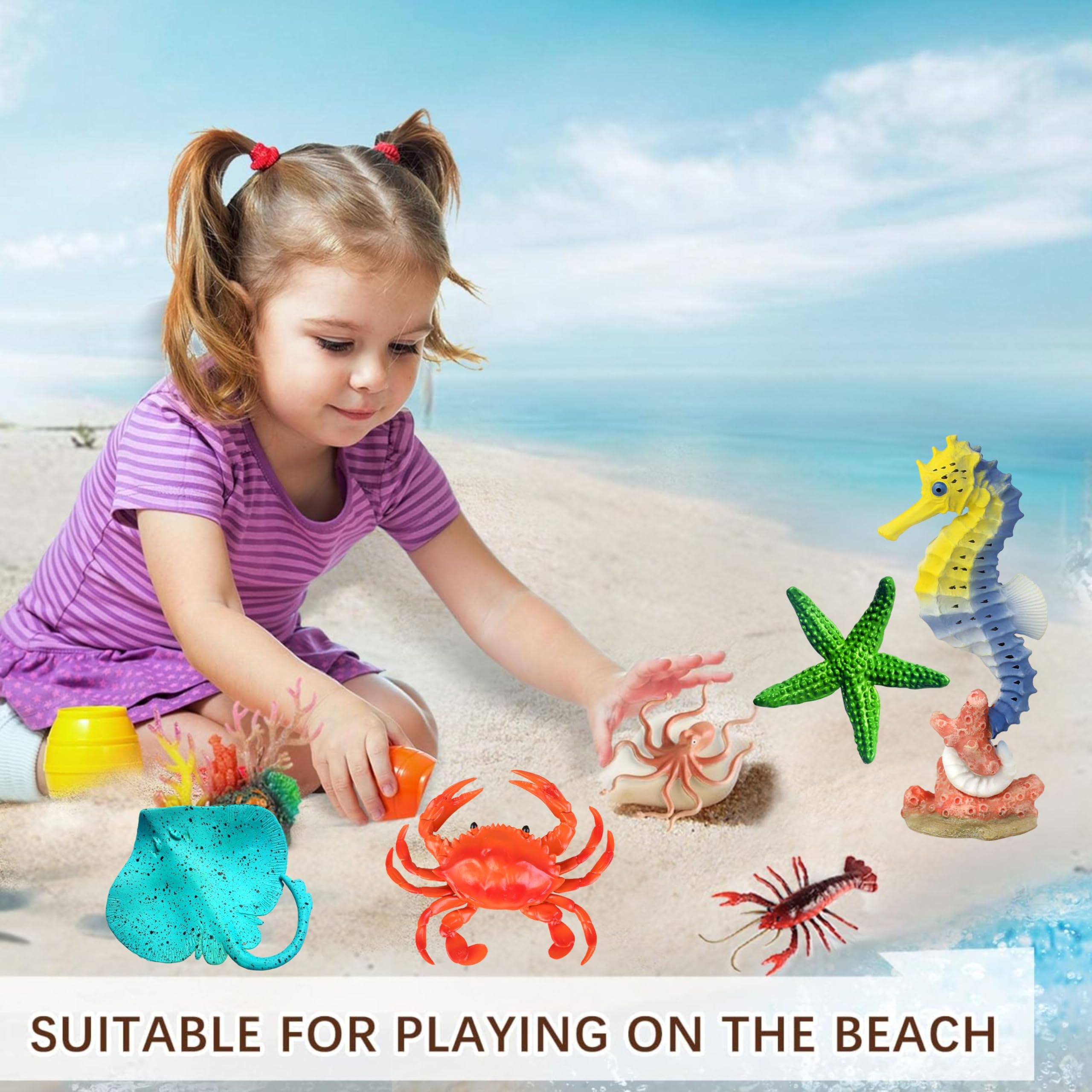 Mallexo Aquatic Sea Animals Toy Set for Kids Medium Size Water Animal 6PCs Marine Jelly Fish Action Figurines for Boys & Girls Birthday Gifts Toys Under Ocean Animal for 3 Year (Sea Toys Sets) - Image 6 thumbnail