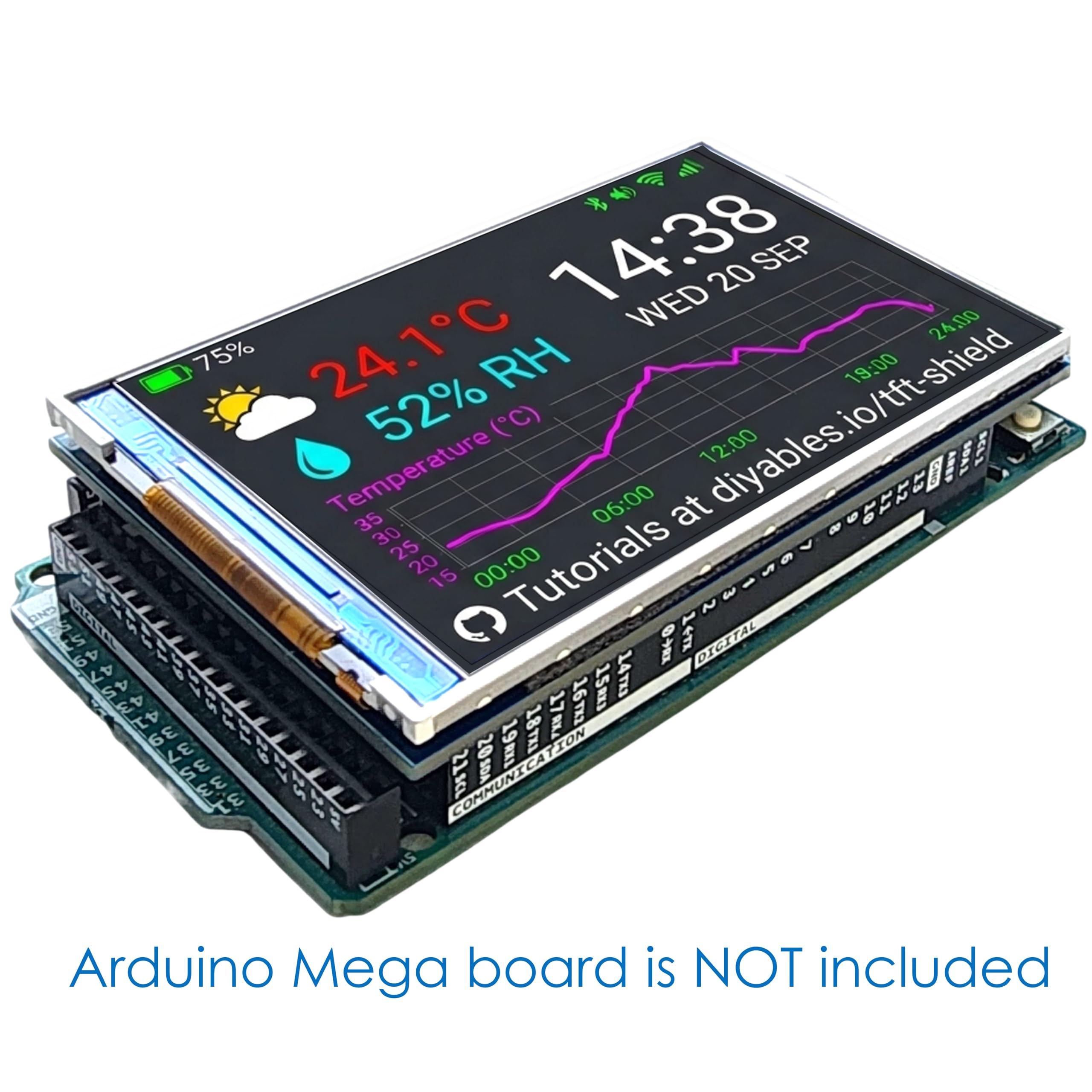 Schermo LCD TFT da 3,5 pollici per Arduino, 320 x 480 RGB a colori, driver ILI9486, interfaccia parallela a 8 bit, compatibile con Arduino Uno R3/R4, Mega, Due, Giga R1, Non-Touch