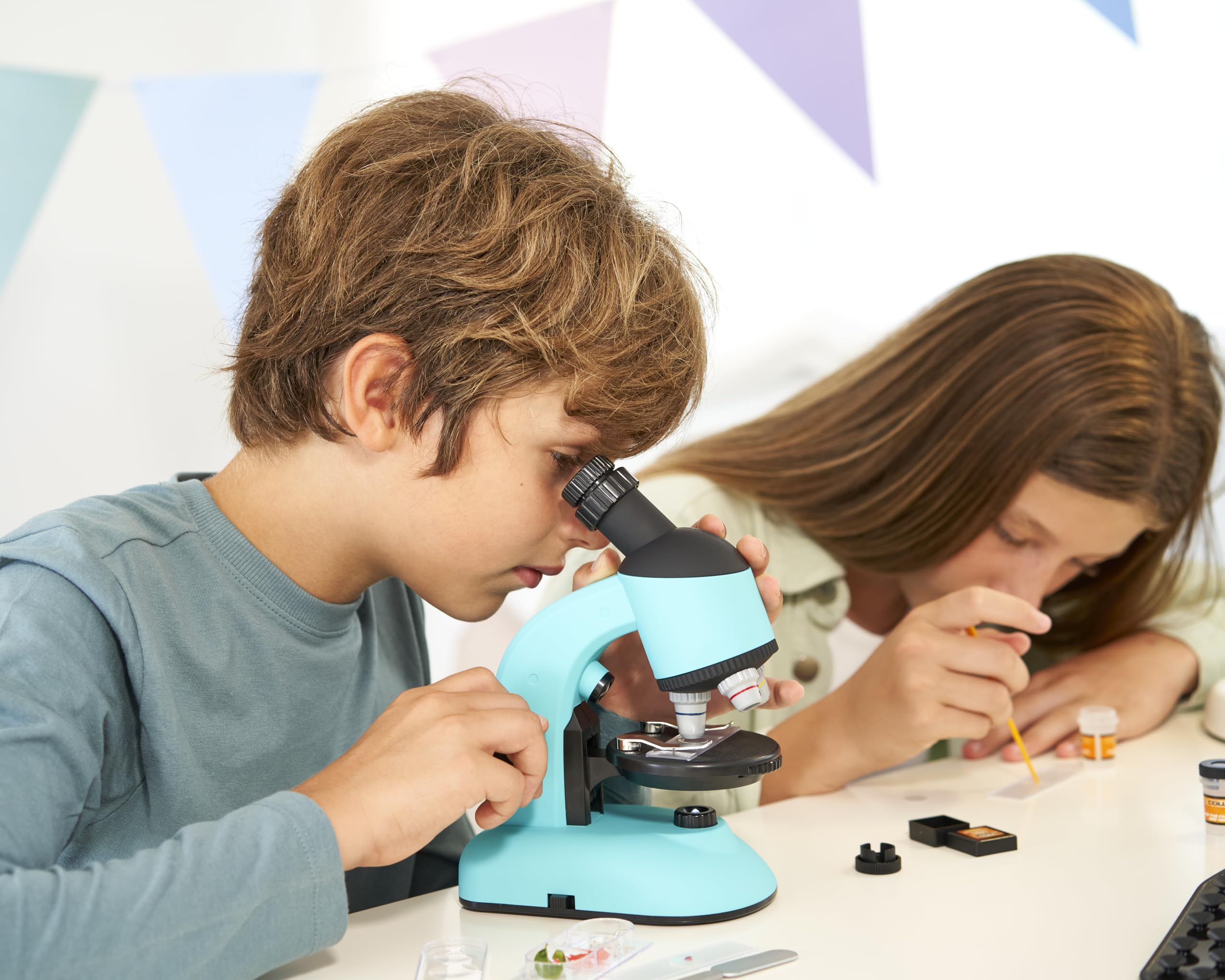 Vision Kids Mikroskop dziecięcy 360° ze światłem LED, naukowa zabawka edukacyjna dla początkujących, eksploracja i odkrycie