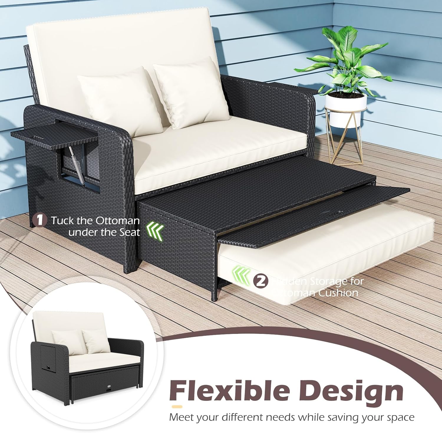 Image showing the retractable side tables with items on them