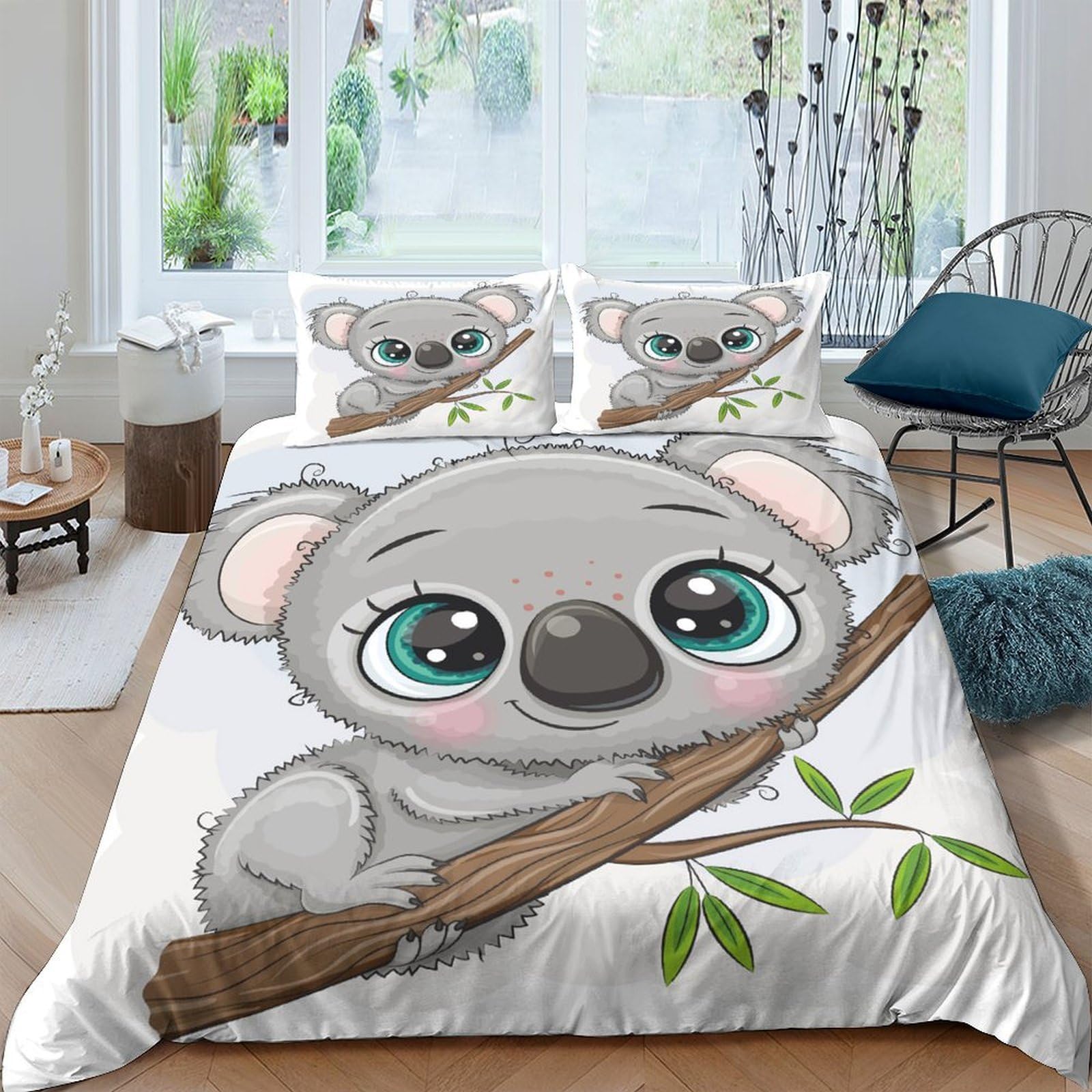 Ctjqhvkz Style-6 3D Printed Cute Koala Fitted Sheet Microfiber Soft Breathable Cartoon Animal Mattress Cover For Bedroom Dorm Decor Single（135X200cm）