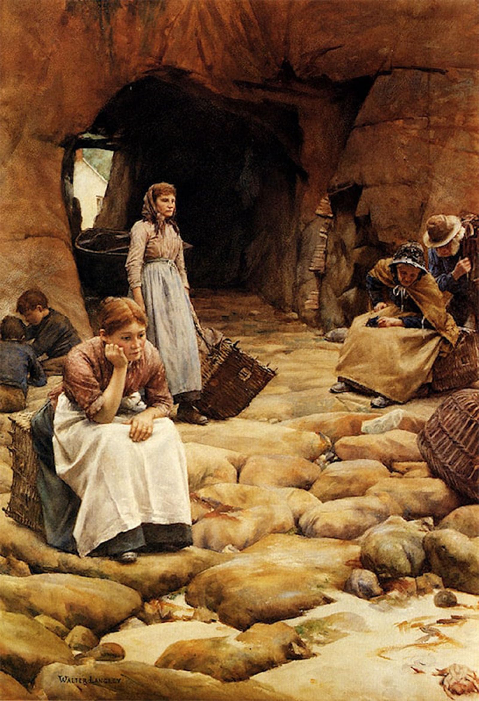 ARTXLXXBN Famous Art Print Poster Vintage Wall Art in the Fishing Season by Walter Langley Canvas Art Poster for Home Decor 60x90cm