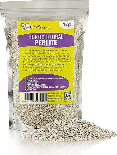 Gardenera Perlita orgánica, grado mediofino (bolsa de 1 cuarto de galón) Enmienda de suelo hortícola para plantas de contenedores de interior y