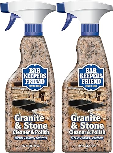 Bar Keepers Friend Limpiador y pulidor de granito y piedra (25.4 onzas) para uso en piedra natural, fabricada y pulida, cuarzo, silestone,