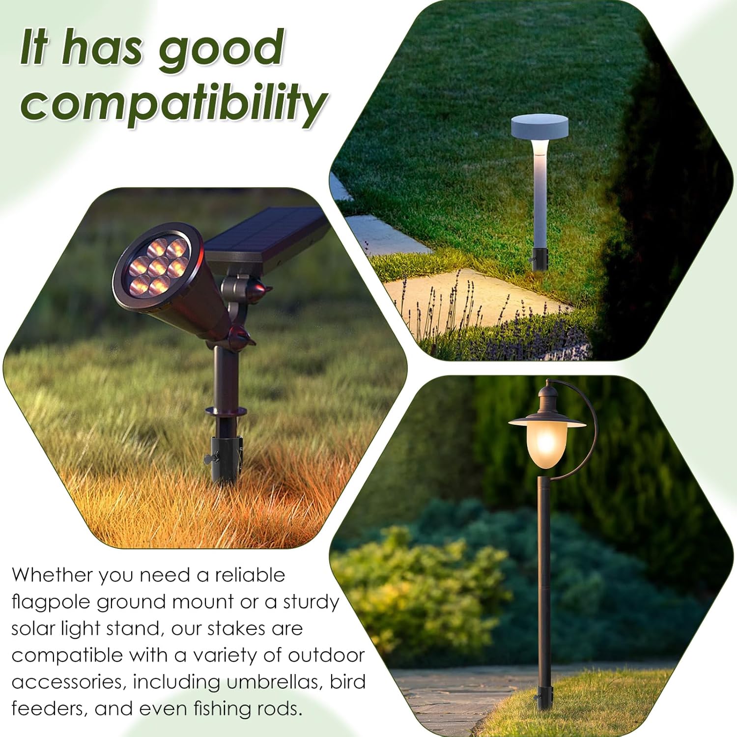 6Pcs Carbon Steel Tiki Torch Stakes 10.75 Inch,Heavy Duty Metal Solar Light Stake Ground Spike,Universal Outdoor Metal Stakes for Solar Lights Landscape Lamps Pole Holder Outdoor Garden - Image 5