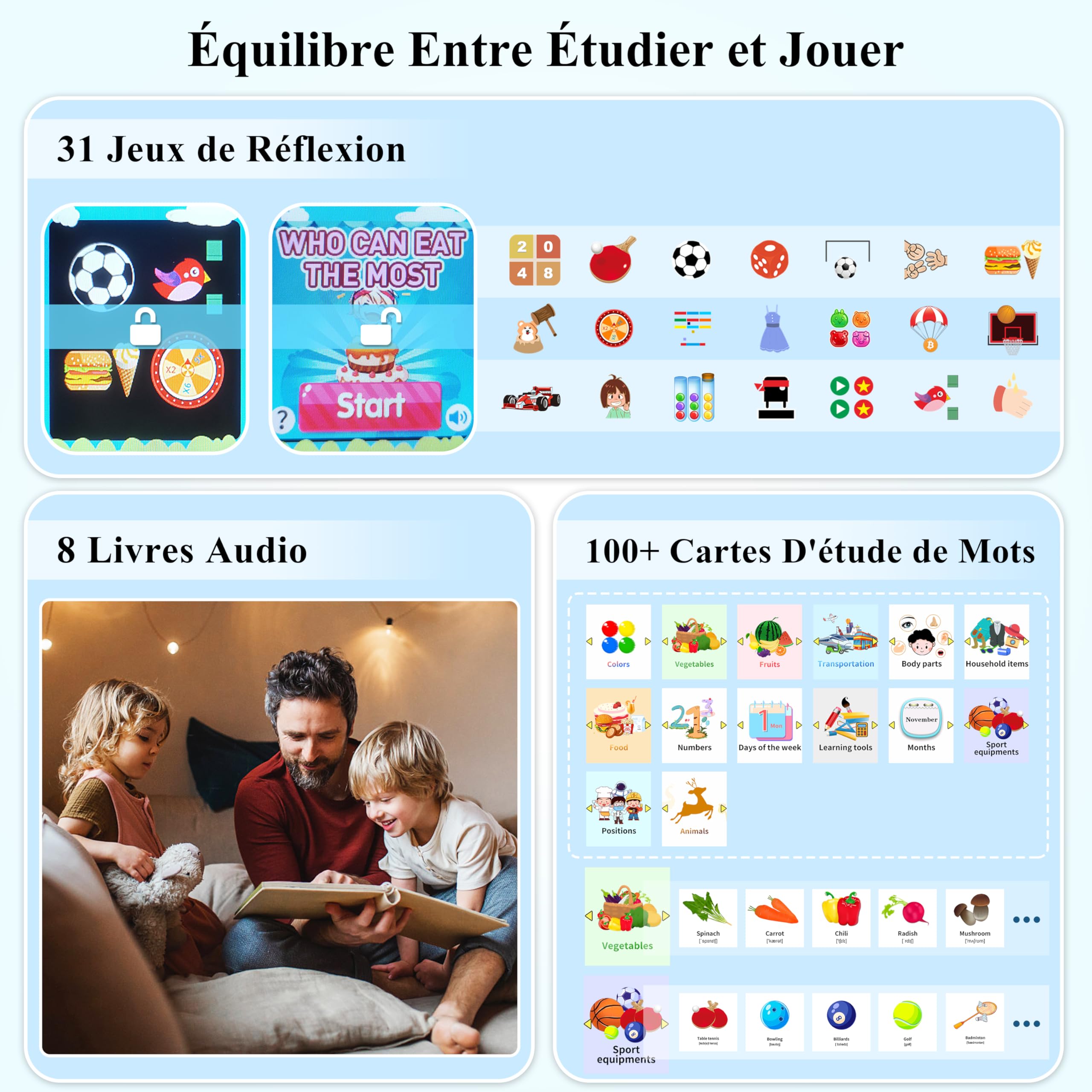 KALINCO Montre Connectée Enfant, 1,83" Smartwatch Avec Caméra HD/Lecteur de Musique vidéo/Livre Audio/Carte D'étude/13 Formation D'habitudes/Calculatrice, Cadeau pour Fille Garcon Femmes Hommes 5+ Ans