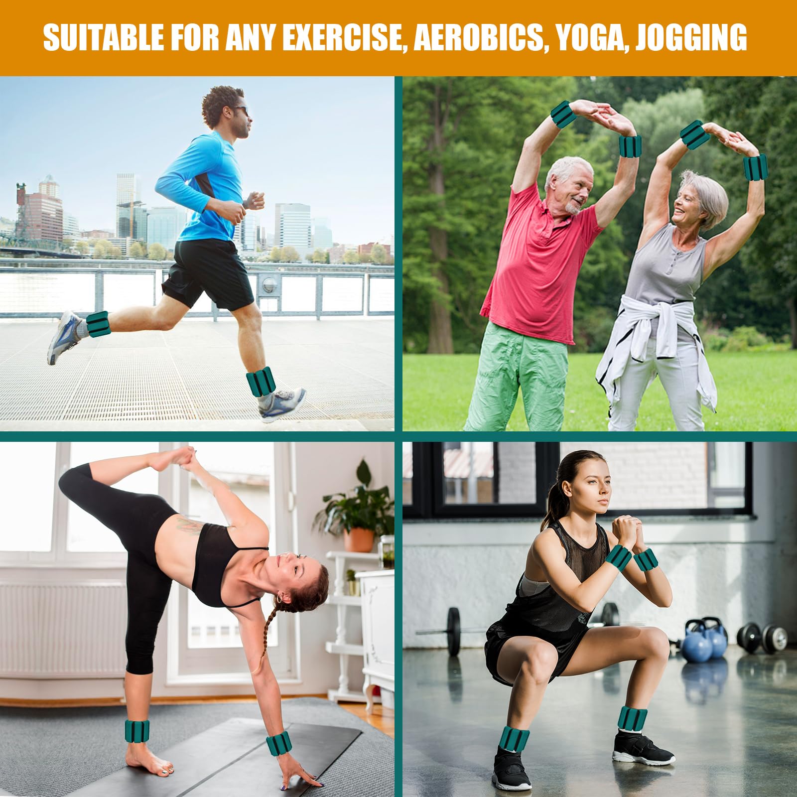 2 Pezzi Polsiere e Cavigliere Regolabili con Pesi 0,45KG & 0,9KG, Set Manubri Rimovibili per Fitness, Per Donne e Uomini Jogging, Yoga, Pilates, Aerobica, Cardio, Allenamento Forza, Danza