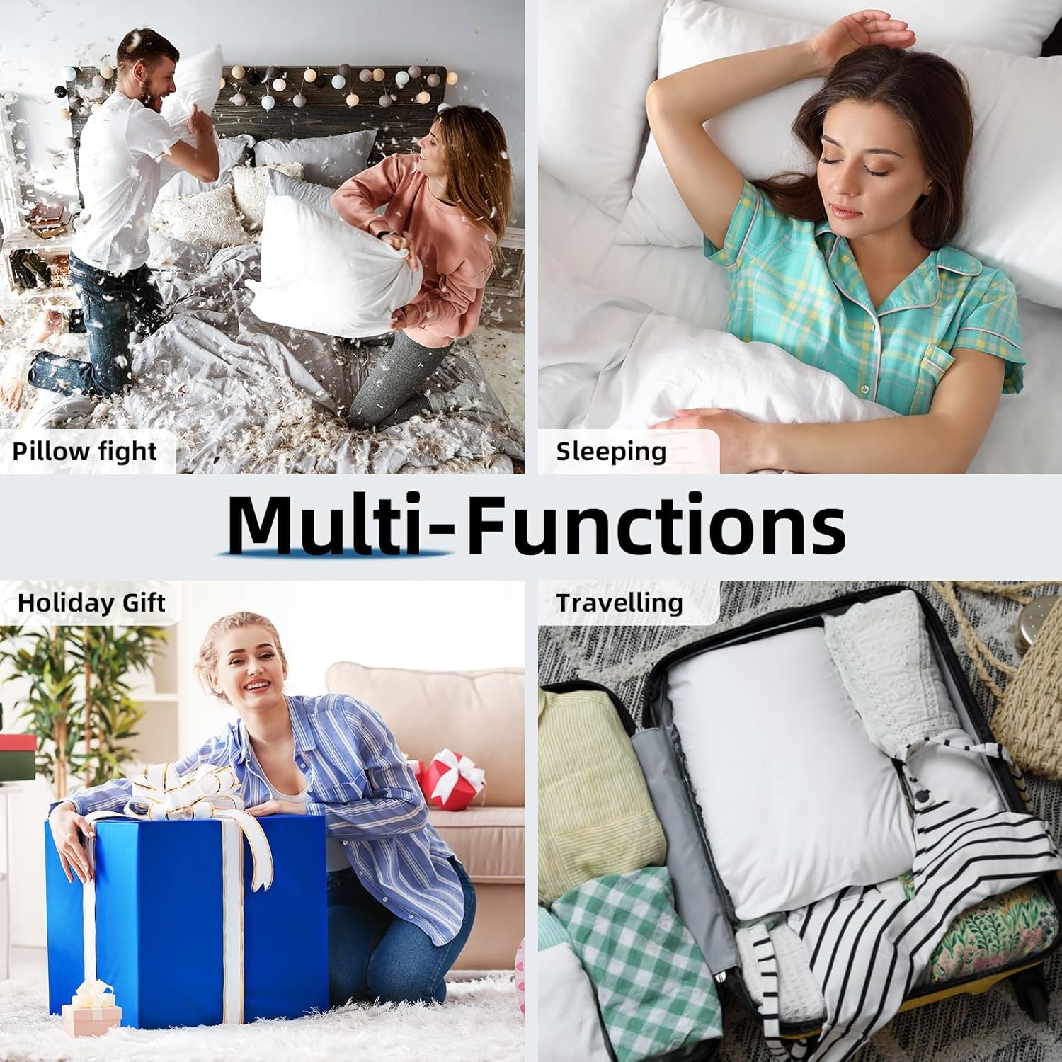 YSTHER 24x24 Euro Pillow Inserts Set of 2, Premium Down Feather Pillows for Couch, Bed & Lumbar Support - Machine Washable, Fluffy Decorative Throw Pillow Inserts (White) - Image 7