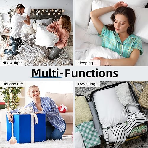 Miniatura 7 de YSTHER Juego de 2 rellenos de almohada de 22 x 22 euros, almohadas de plumas de plumón prémium para sofá y cama, hipoalergénicas, lavables a