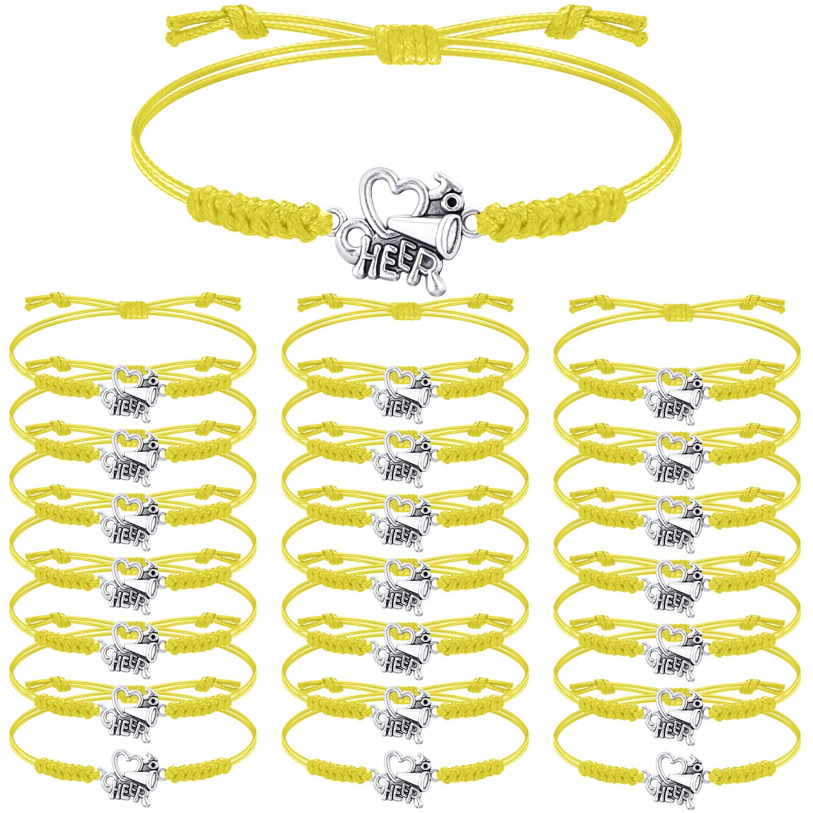 Rtteri 20 Pcs Cheerleader Gifts Cheer Bracelet Girls Charm Bracelet Adjustable Cheerleader Gifts For Cheer Team Jewelry Accessories Bulk