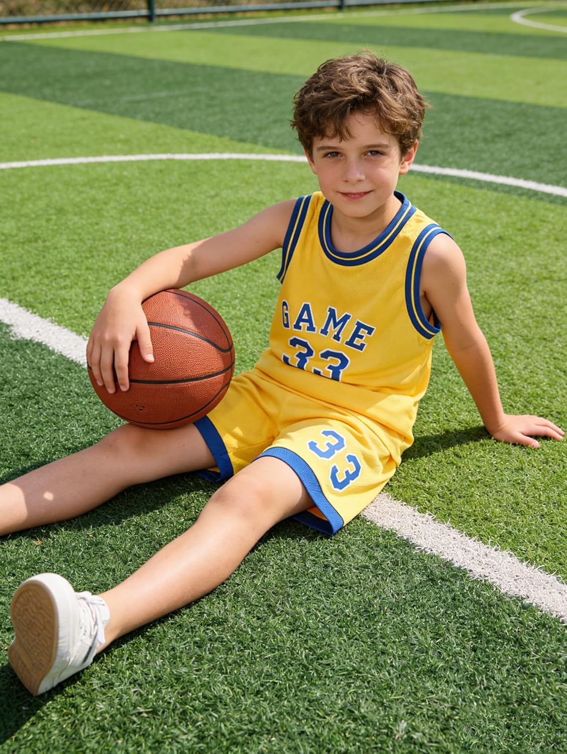 Boys' Active Shorts Set 6 Pieces Athletic Jersey Tank Top and Basketball Shorts Set 4-12Y