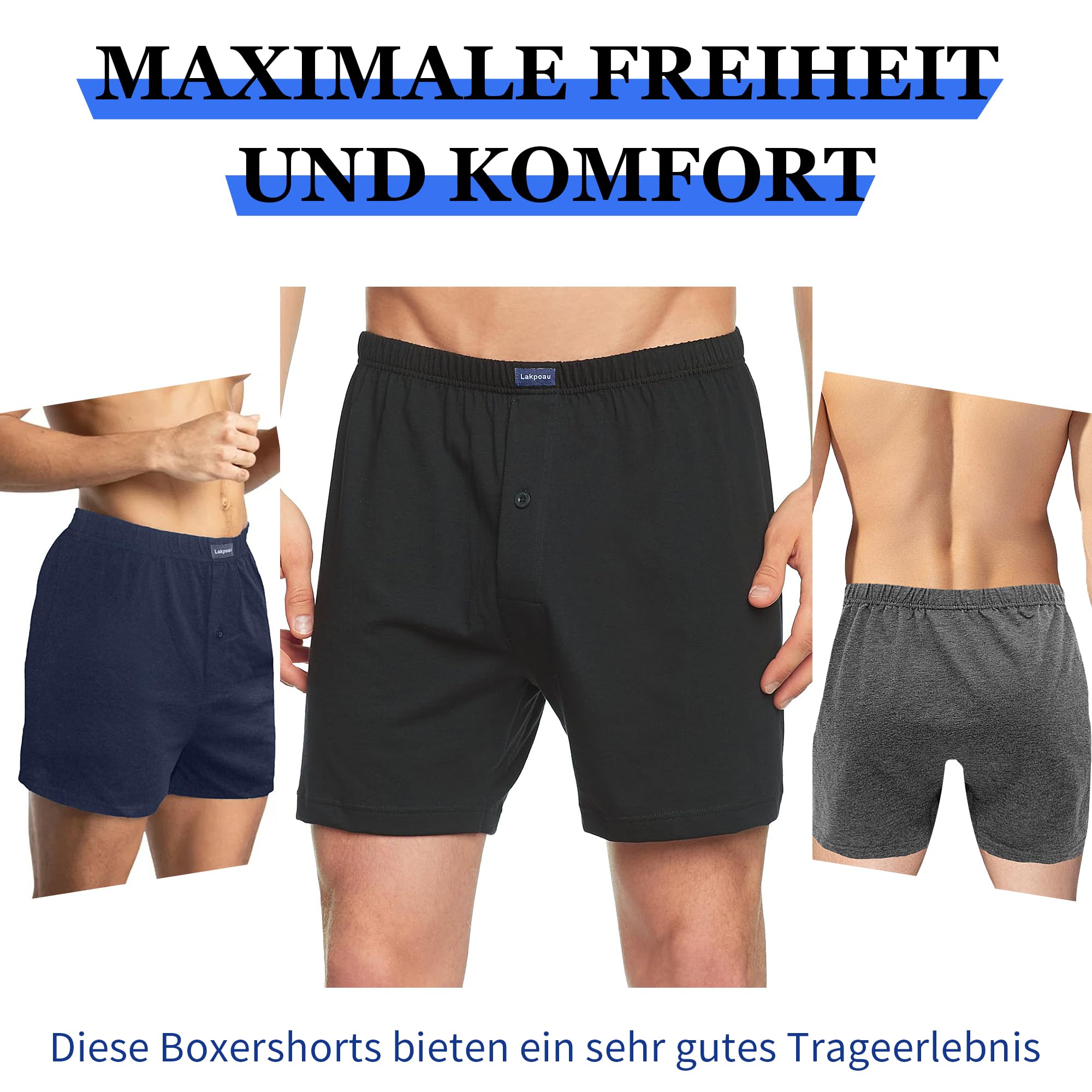 Boxershorts Herren 6er Pack Männer Unterhosen Weiche Lockere Boxer Unterwäsche Baumwolle Atmungsaktive Komfortable mit elastischem Bund Multipack Gr. M-4XL
