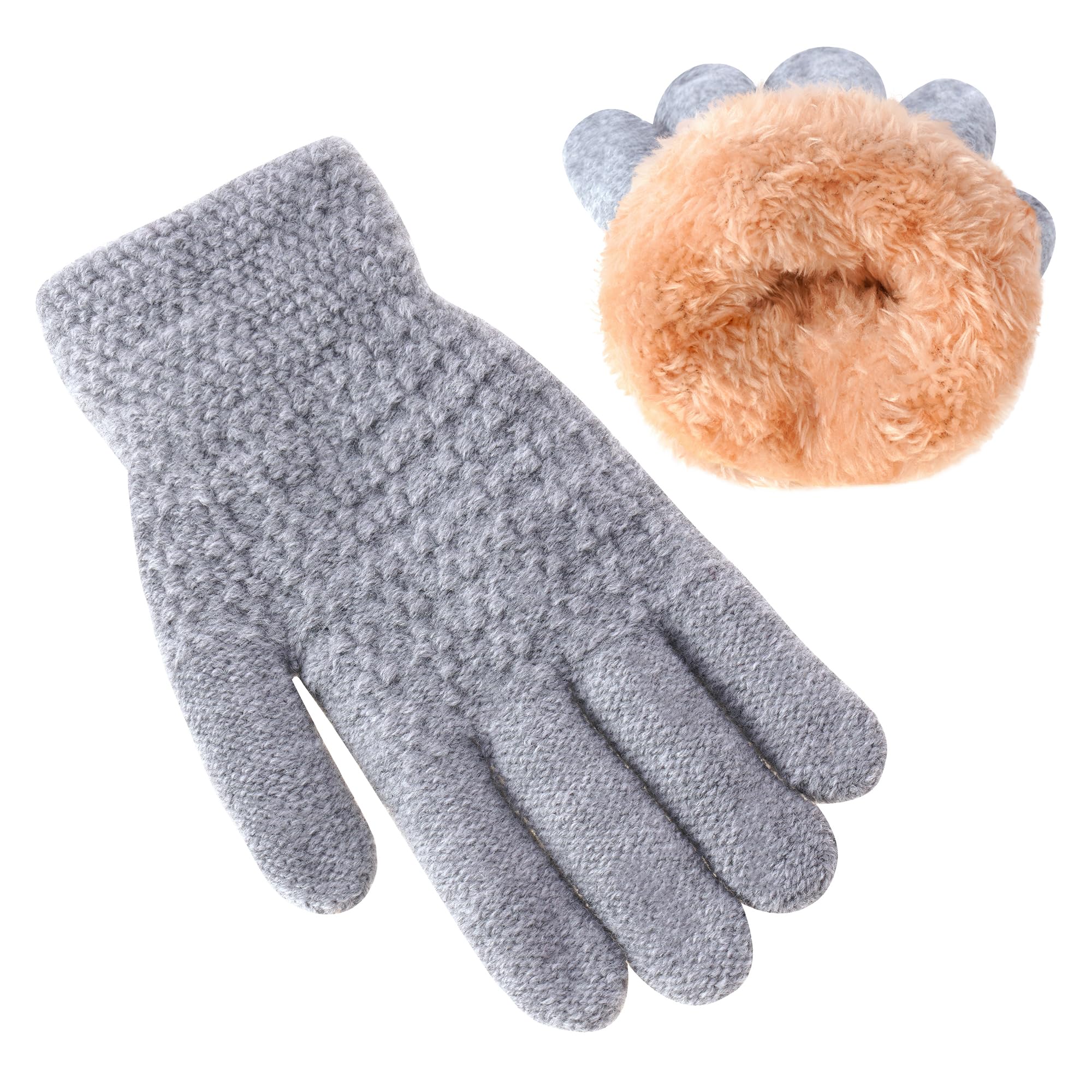 FENELY Winter Gloves for Boys Girls - Kids Warm Knit Thermal Cable Knitted Gloves Wool Fleece Lined Mittens for Cold Weather