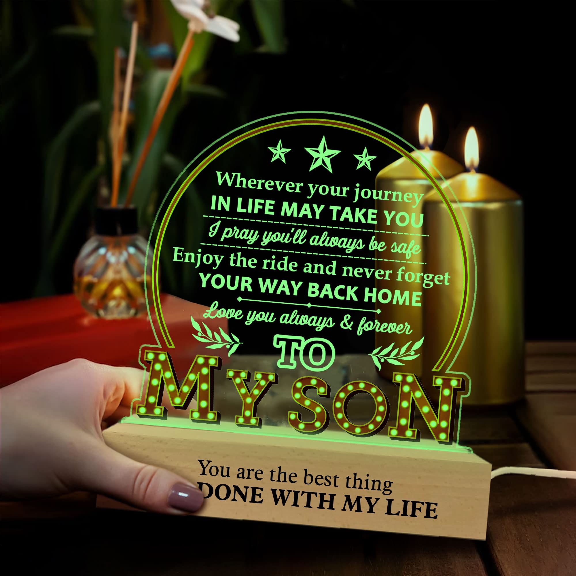 ARTSYWIX 3D Illusion Lamp with Wooden Base, Acrylic Night Light - USB Powered, Personalized Gift for Son, Birthday, Graduation, Decorative Tabletop Lamp