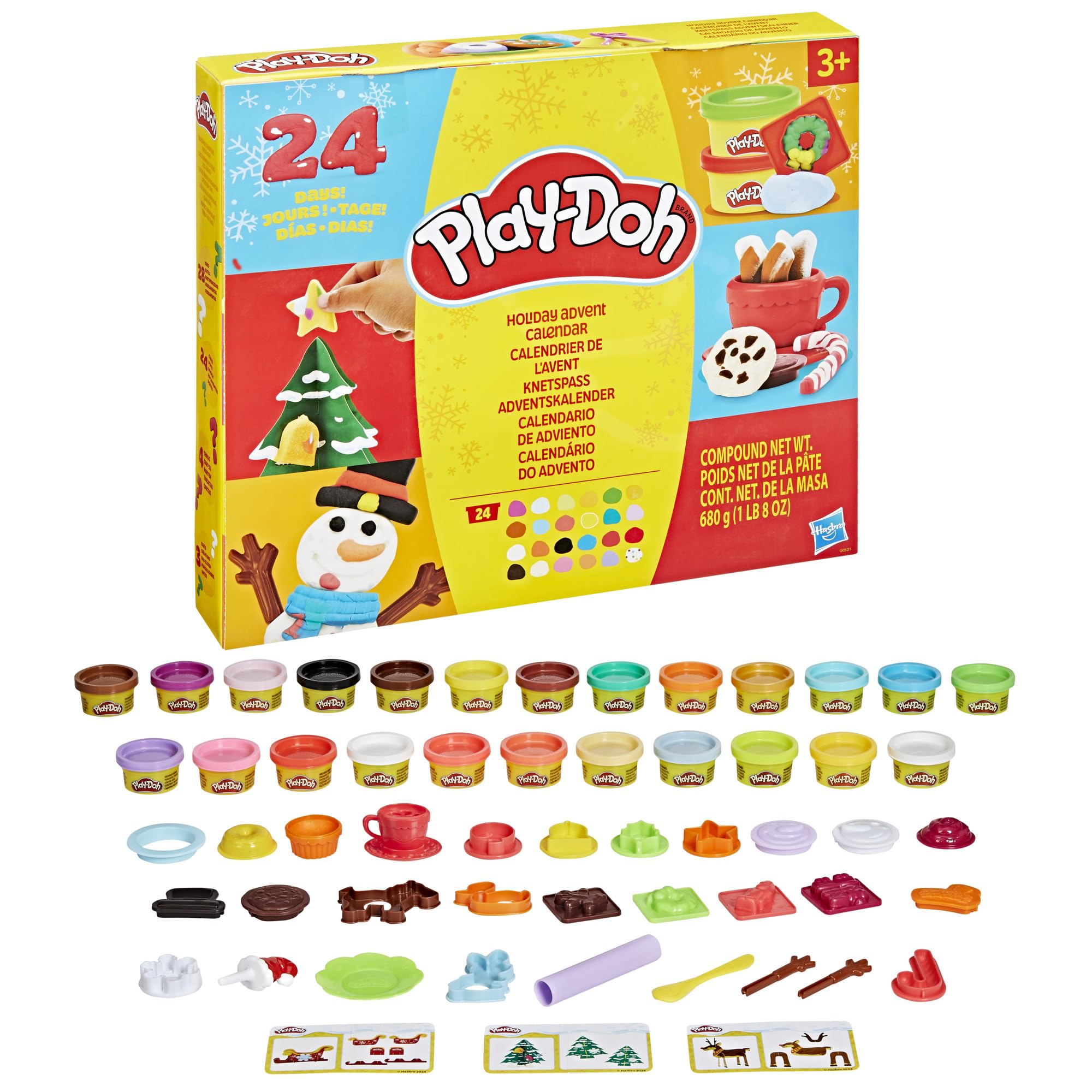 Advent Calendars Play-Doh Holiday for Kids 3+. 24 day countdown to Christmas, creative surprises for girls and boys