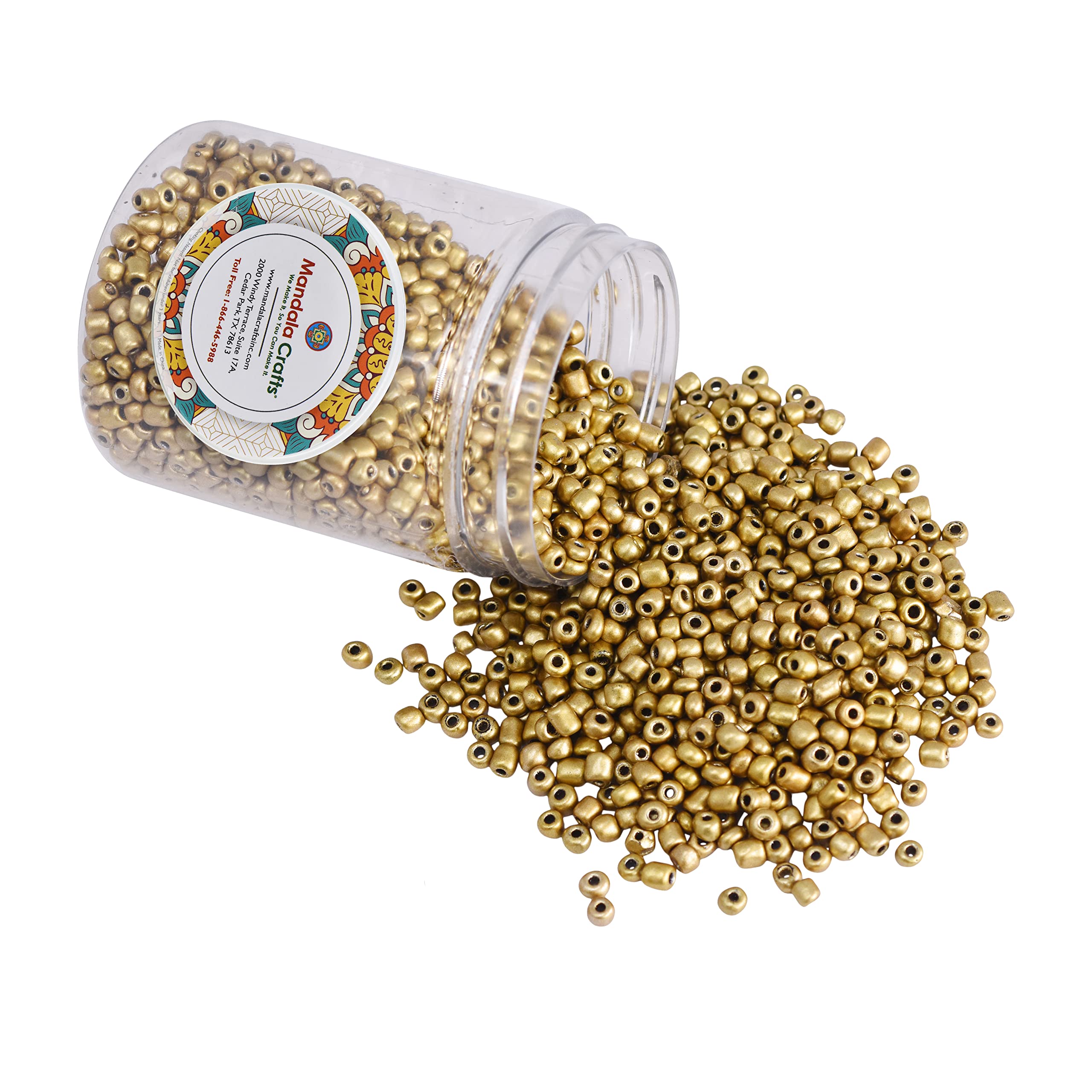 Mandala Crafts 2mm Metallic Gold Round 11/0 Glass Seed Beads for Beadwork