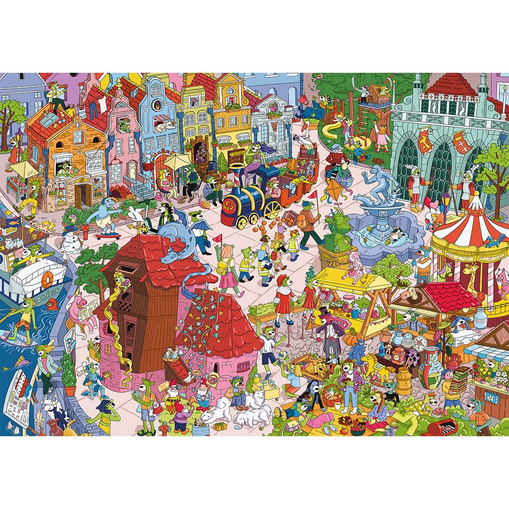Trefl - Puzzle Spy Guy Lost Items: Gdańsk, Polska - 500 Elementów, Zostań Detektywem i Znajdź 20 Różnic, Zagubione Przedmioty, Kreatywna Rozrywka dla Dorosłych i Dzieci od 10 Lat