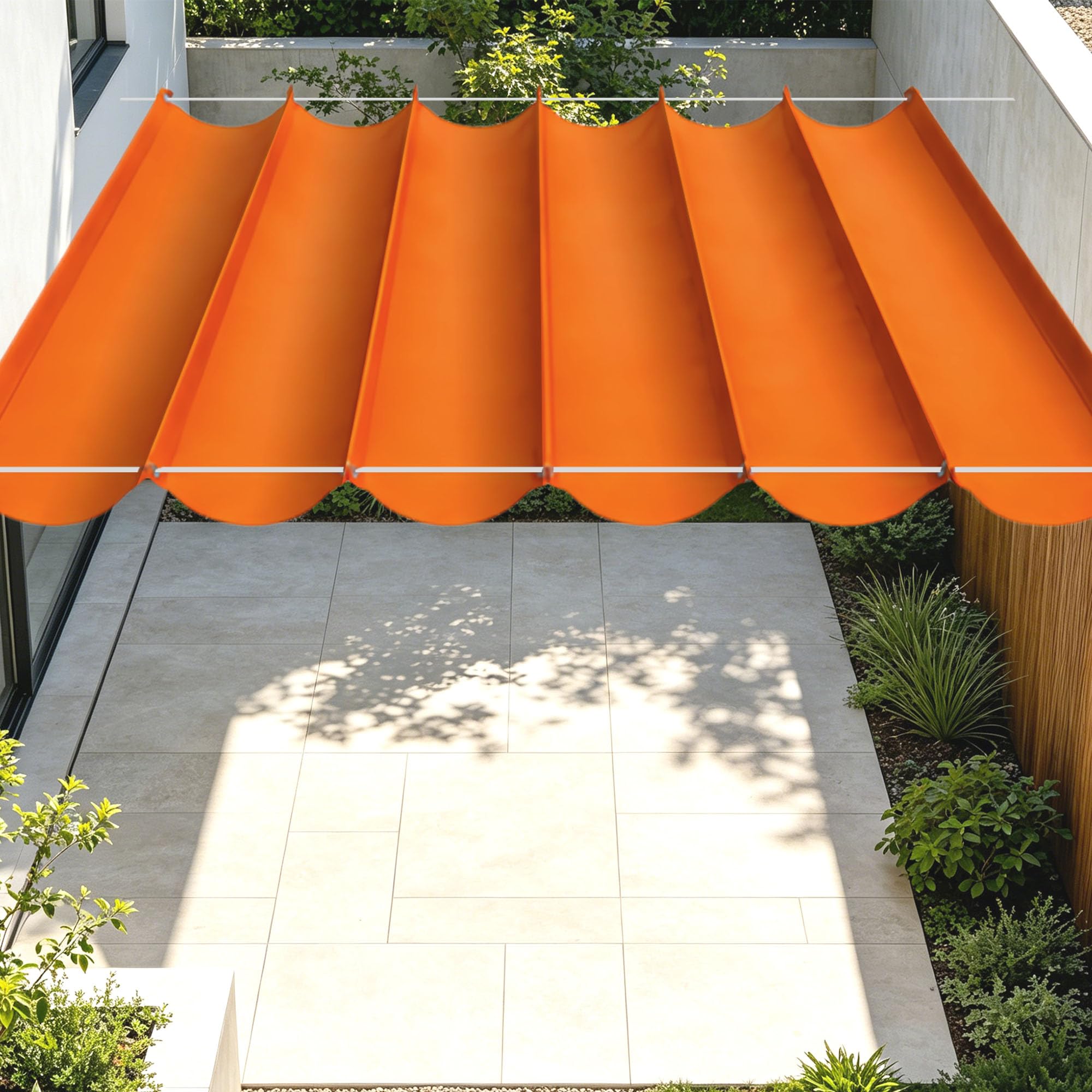 Voiles d'ombrage rétractable orange 150 x 440 cm pour terrasse et balcon