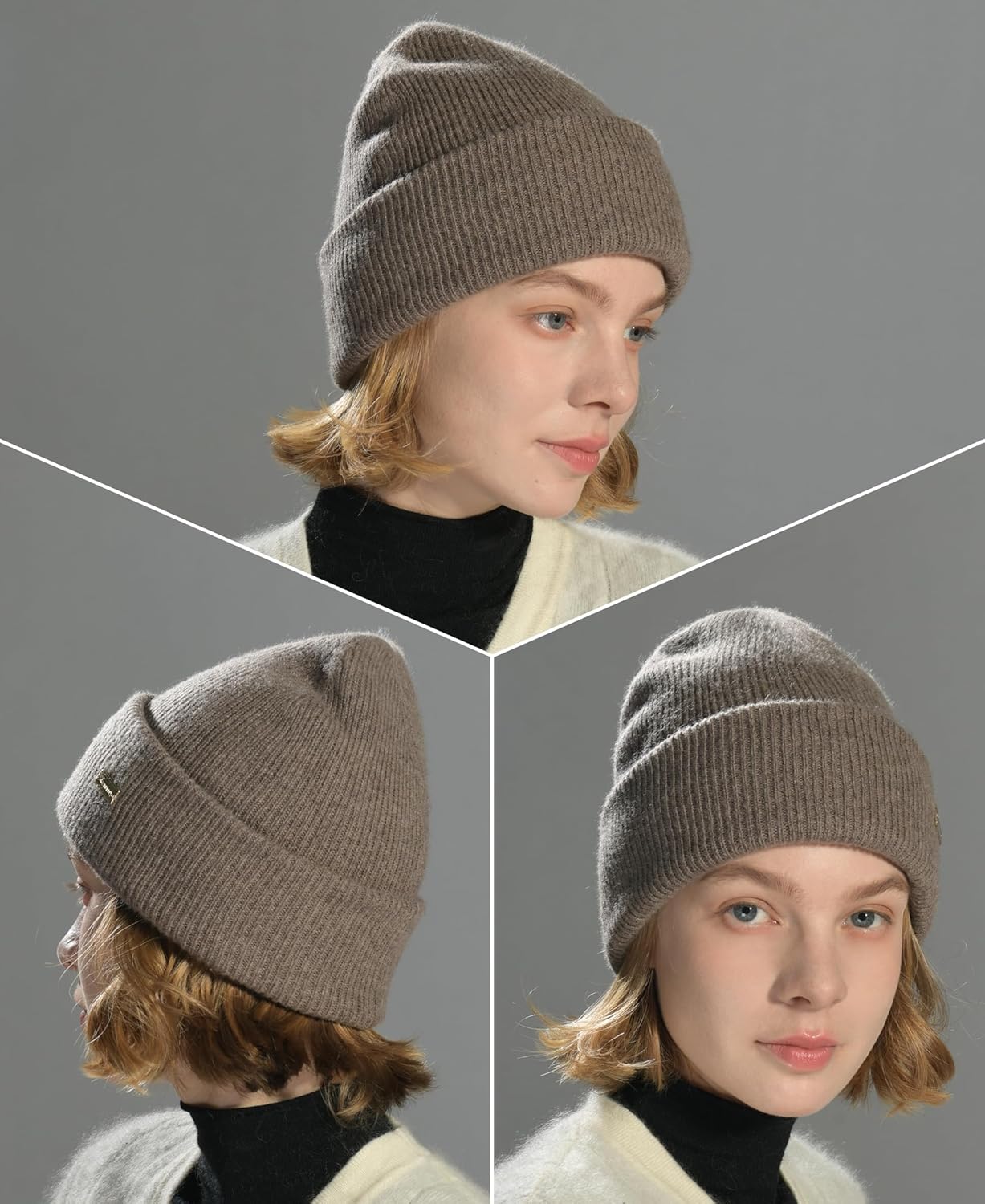 jaxmonoy 100% Merino Wool Knit Winter Beanie Hats for Women Men Soft Warm Double Layer Slouchy Knitted Beanie Skull Cap - Image 8