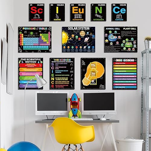 Miniatura 14 de 12 pósteres de tabla periódica de ciencia para aula, juegos de tablones de anuncios de ciencia para aula, carteles de ciencia para la escuela