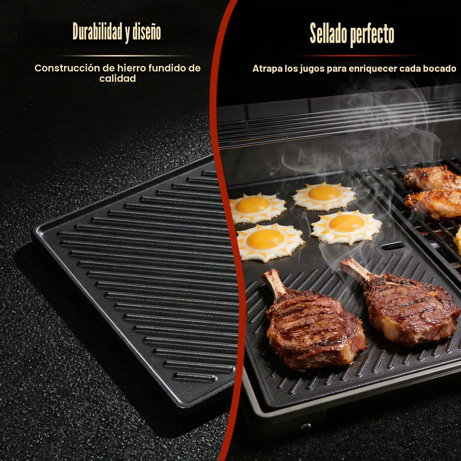 Denmay Plancha de hierro fundido 7637 para Weber Spirit I II E210 E220 S210 S220 (con botones frontales), placa de repuesto (200), 1 unidad