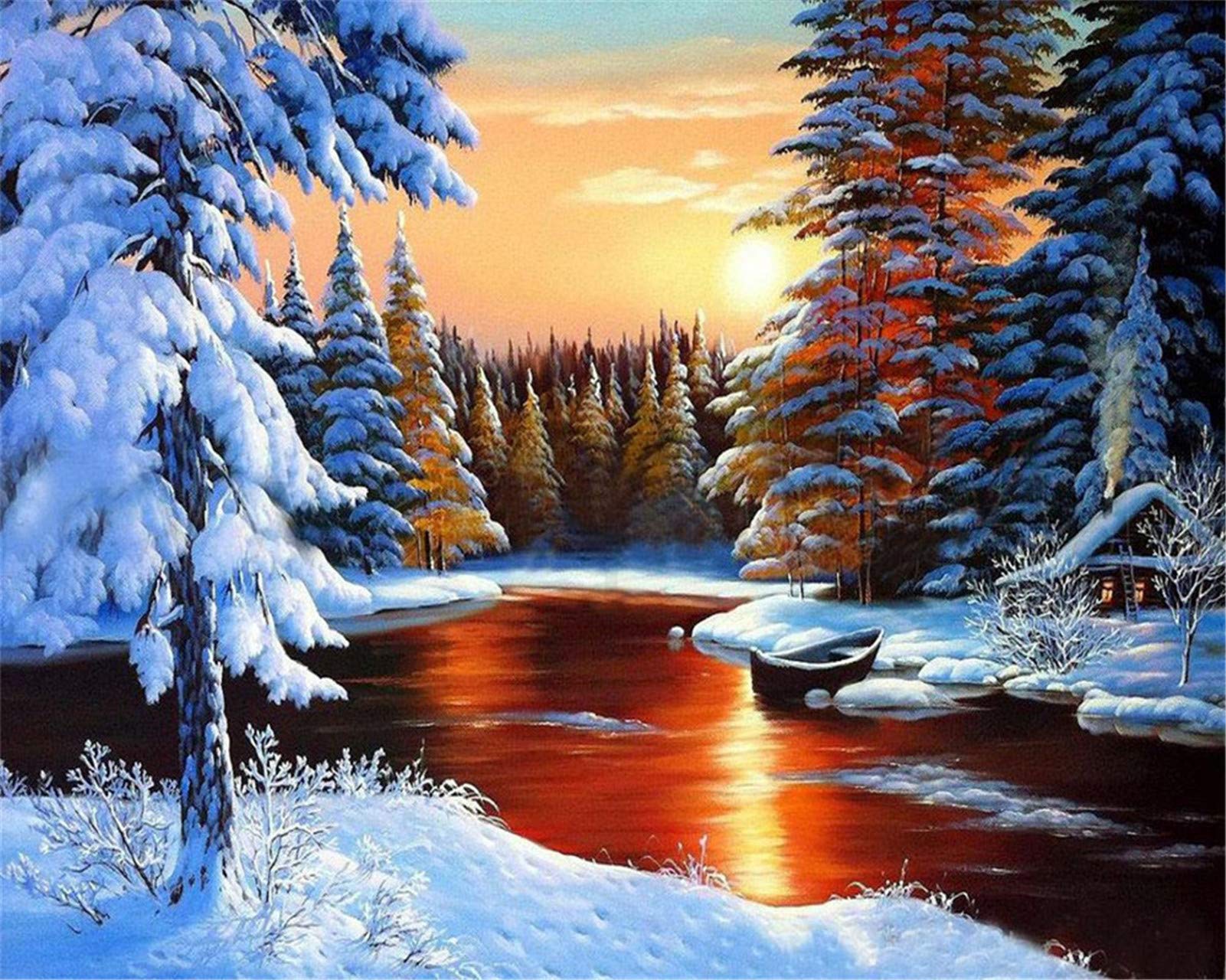 YEESAM ART Malen Nach Zahlen Set 'Wasserfall' 40x50 Cm - Mit Rahmen, Inkl. Acrylfarben & Pinsel
