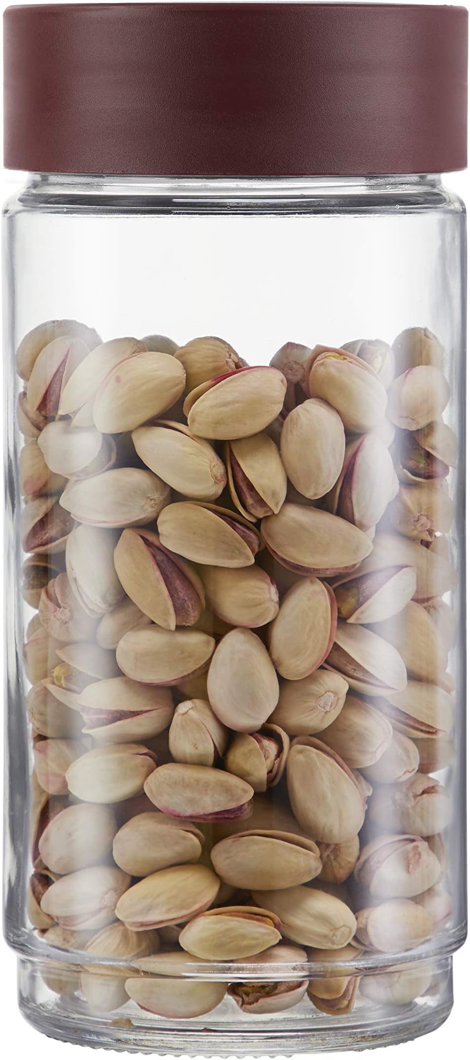 Cello Modustack Glassy Storage Jar, Stackable, Clear, 1000ml, Maroon, (Model: CLO_GLS_MDUSTCK_1L_MRN), Large