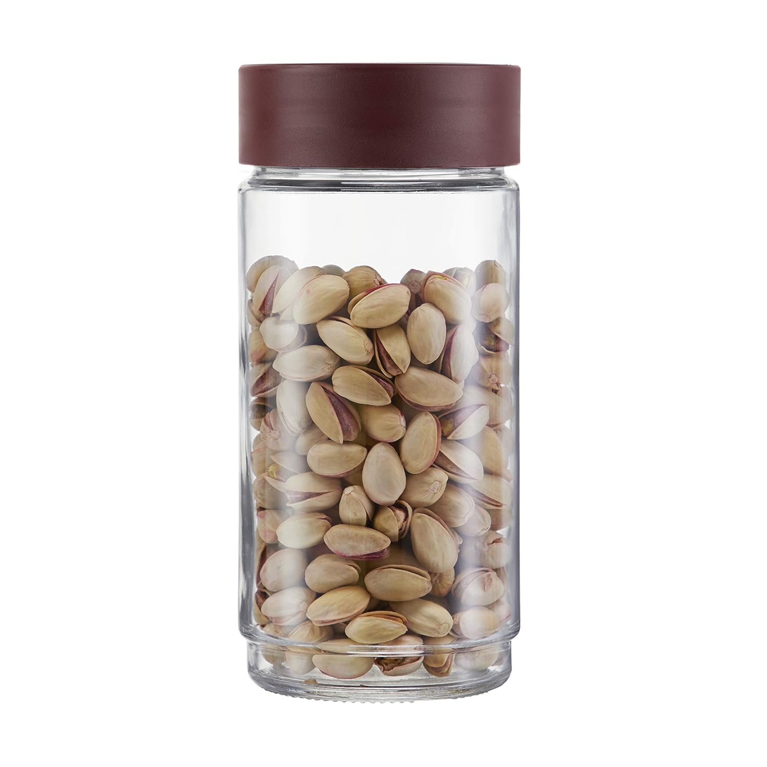 CELLO Modustack Glassy Storage Jar 1000 ml, Maroon | Glass Jar with Lid | StackableFor Grains, Pulses, Spice, Cereals, Cookies, Dry Fruits | Fridge Storage Container