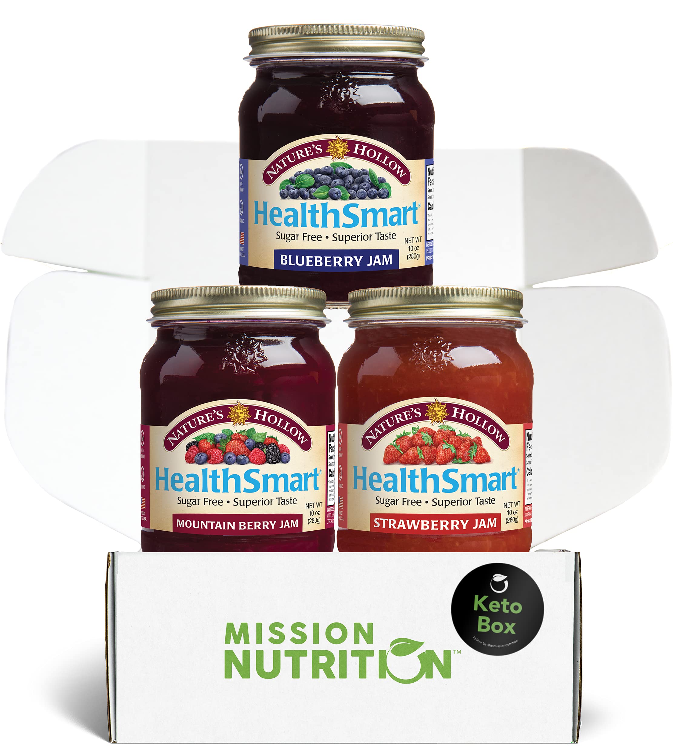 Nature's Hollow, Sugar-Free Jam Preserves, Non GMO, Keto Friendly, Vegan and Gluten Free - Variety Gift Box