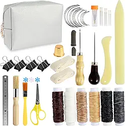 Kit de encadernação com 49 peças, ferramentas de encadernação manual para iniciantes, conjunto de ferramentas para encadernação de livros manuais, suprimentos para encadernação com agulhas de olho