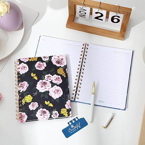 Miniatura 3 de CAGIE Paquete de 2 cuadernos en espiral con rayas universitarias, cuadernos estéticos de tapa dura en espiral, cuaderno pequeño A5 para mujeres,