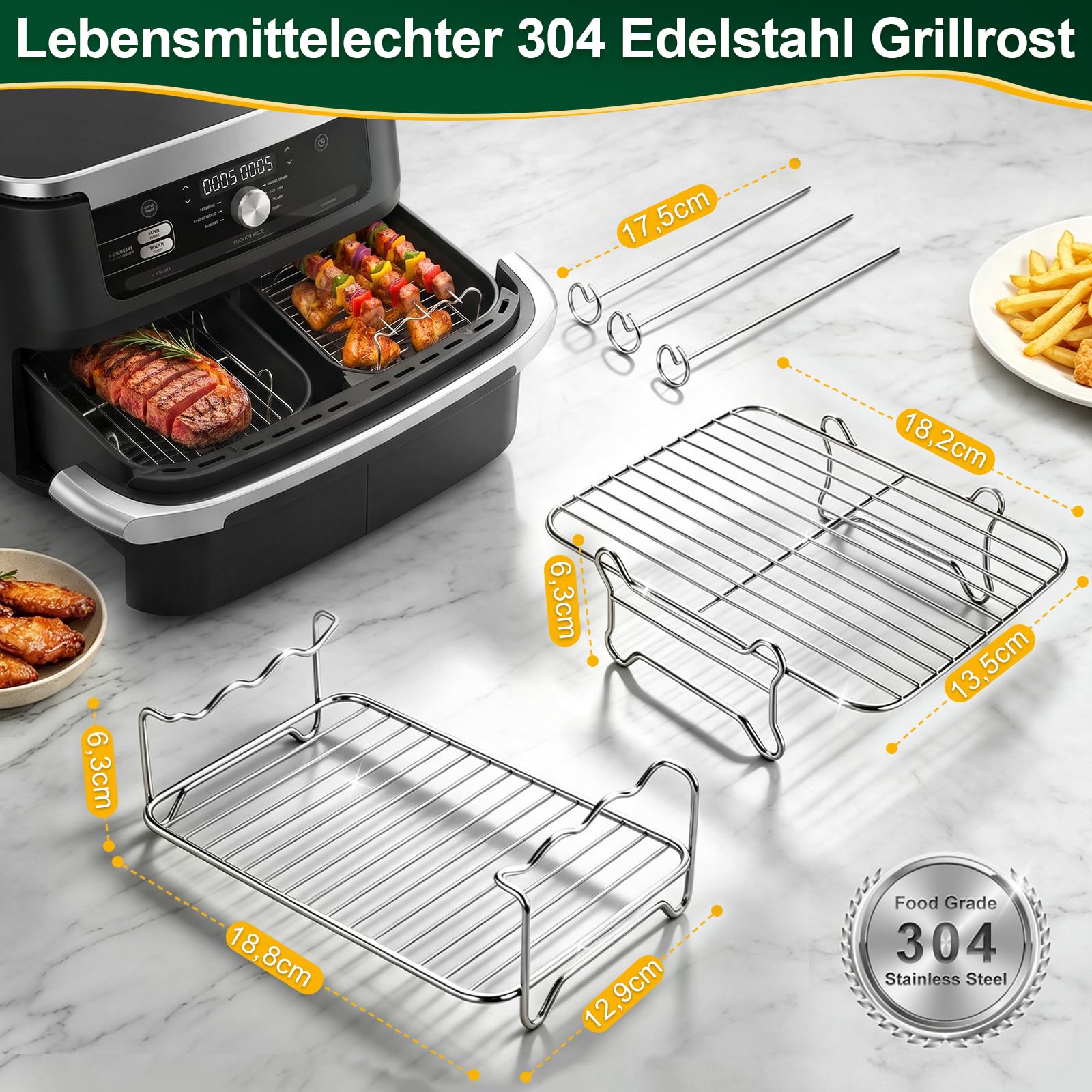 Accessori Set Friggitrice ad Aria per COSORI 10L Doppio Cestello, 22 Pezzi