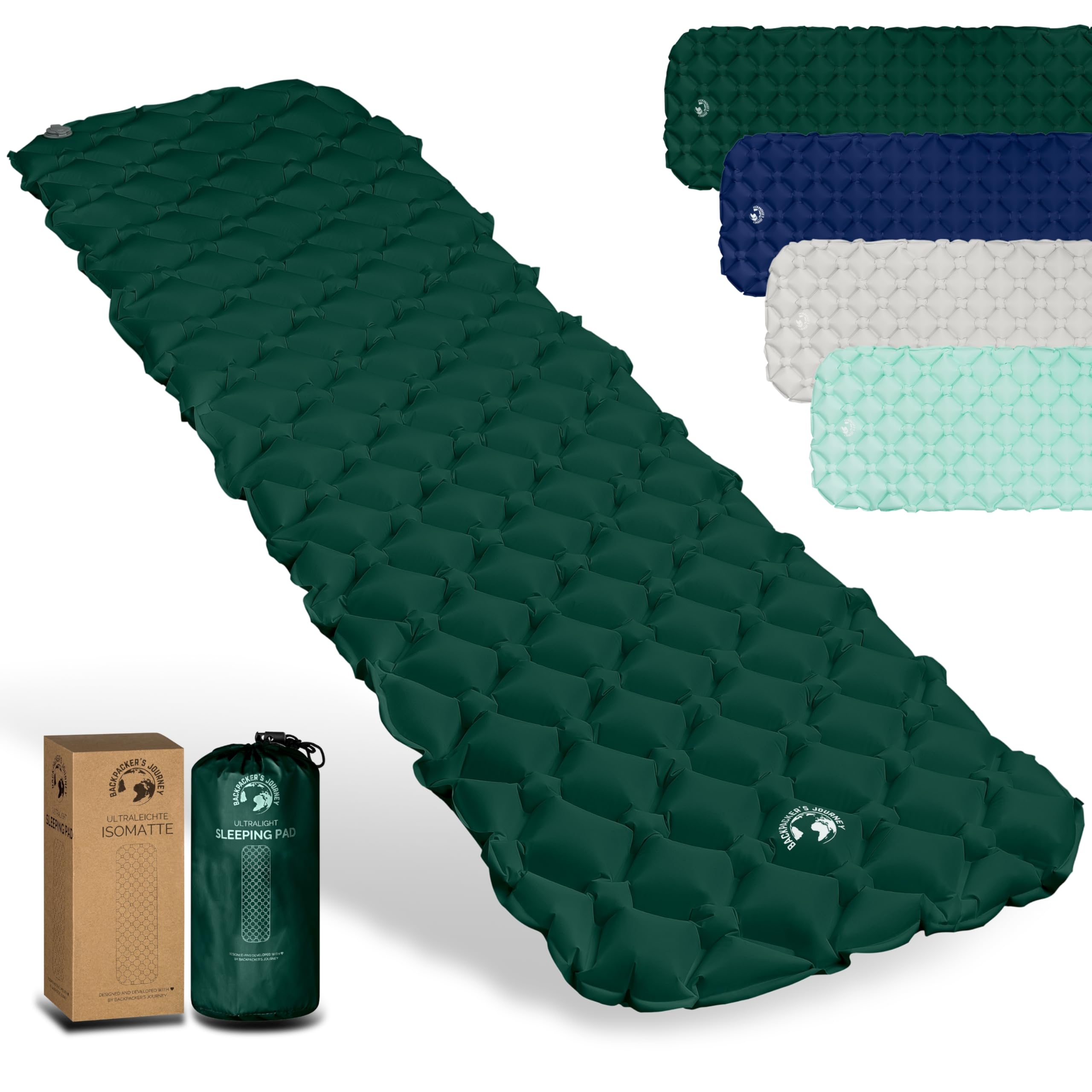 Backpacker's Journey Matelas randonnée Ultra léger – Matelas Gonflable Compact pour Matelas Camping 1 Place, idéal Trek, Bivouac, Outdoor & bikepacking