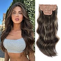 Vista 9 de Extensiones de cabello con clip de Vigorous, extensiones de cabello ondulado de color rubio ceniza mezclado con rubio decolorado, extensiones