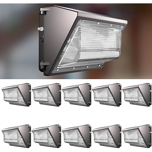 Lightdot 10Pack 150W LED Wall Pack Lights, 100-277v Dusk to Dawn with Photocell, 22500Lm 5000K Daylight IP65 Outdoor Security Lighting for Warehouse,Building,Yard,Factory,Garage, ETL(Height:10~20ft)