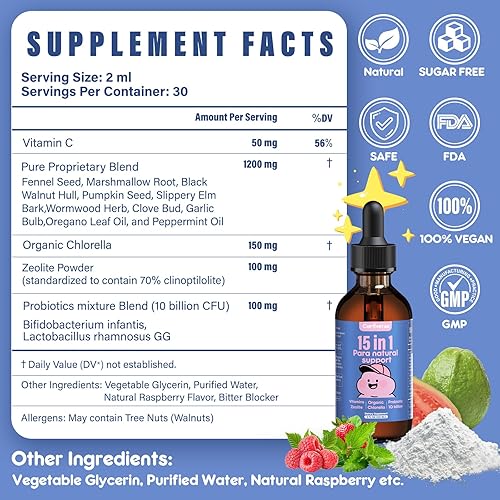 Miniatura 7 de Limpieza de Parásitos para Humanos y Niños, Limpieza de Parásitos para Niños, Gotas Líquidas de Desintoxicación de Zeolita, Fórmula de Limpieza y
