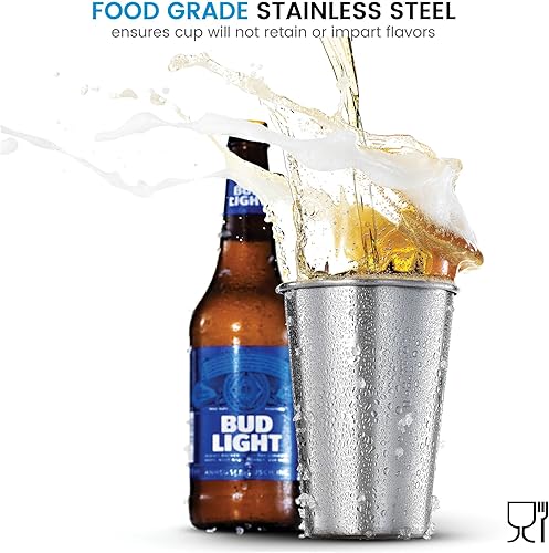 Miniatura 3 de FineDine vasos de acero inoxidable de primera calidad 5 unidades Vasos irrompibles apilables de metal pulido para cerveza helada viajes exterior