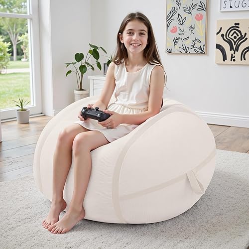 Miniatura 32 de HABUTWAY Puf gigante de 2 pies para adultos, con relleno de espuma viscoelástica, puf grande con funda de terciopelo holandés extraíble para sala de