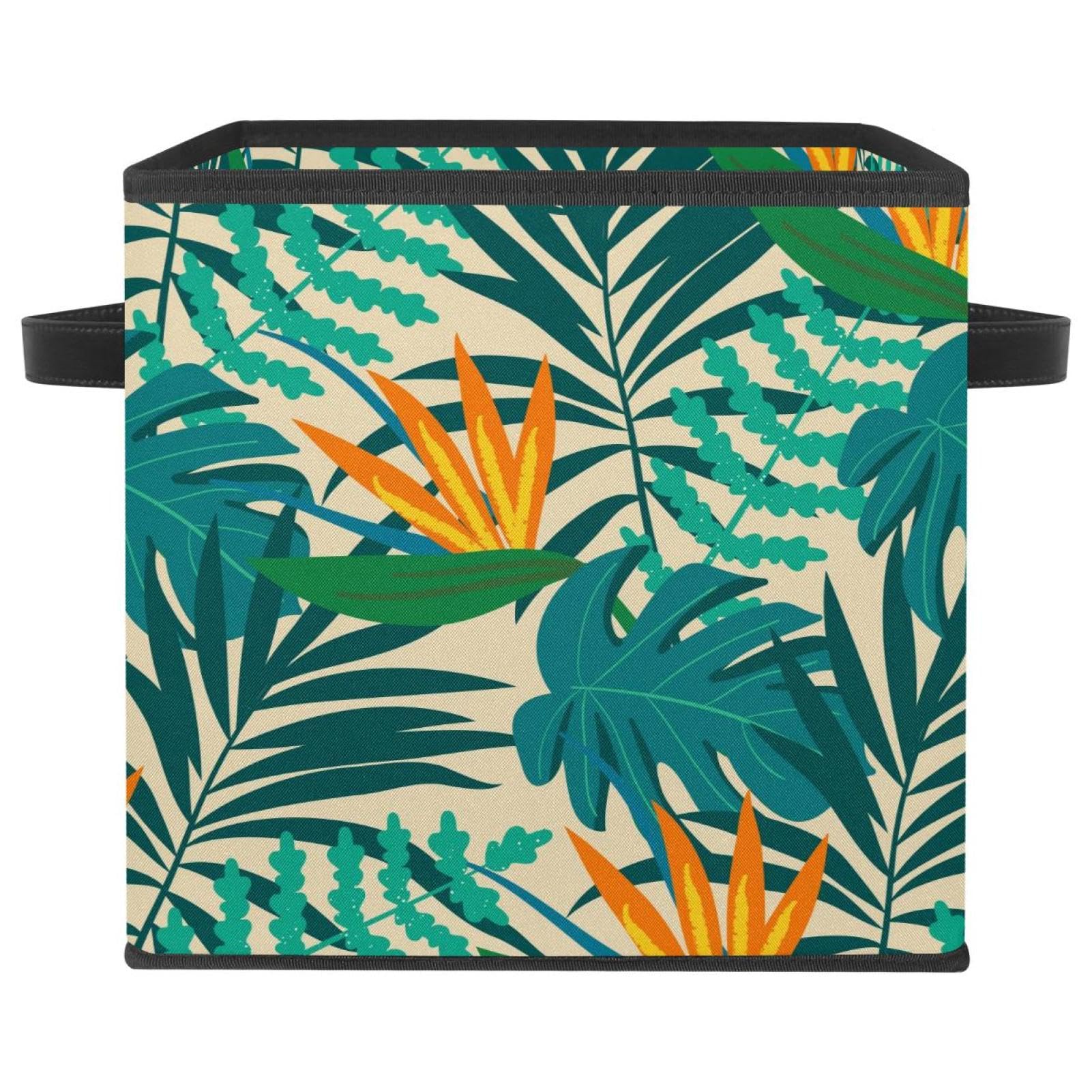 Boîte de rangement pliable décor tropical pour harmoniser la chambre et ranger les jouets