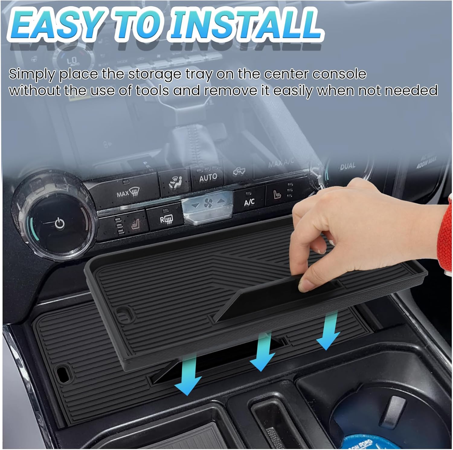 Center Console Organizer Compatible with 2021-2026 Ford F150/2022-2024 Ford F150 Lightning XLT Accessories, Hidden Panel Secret Pocket Lid with USB Port（Fits Front Shifter Open Pocket）