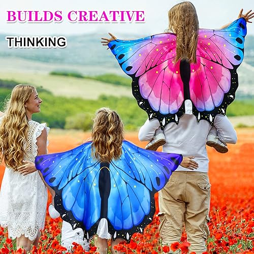 Miniatura 3 de iROLEWIN Alas de mariposa para niñas pequeñas, disfraz de mariposa, alas de disfraz de insectos, como juguetes de juego, recuerdos de fiesta para