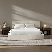 Vista 13 de RECCI Cloud - Base de cama King tapizada con cabecero, plataforma acolchada de espuma de 5 pulgadas, sin somier, fácil montaje (blanco nieve)