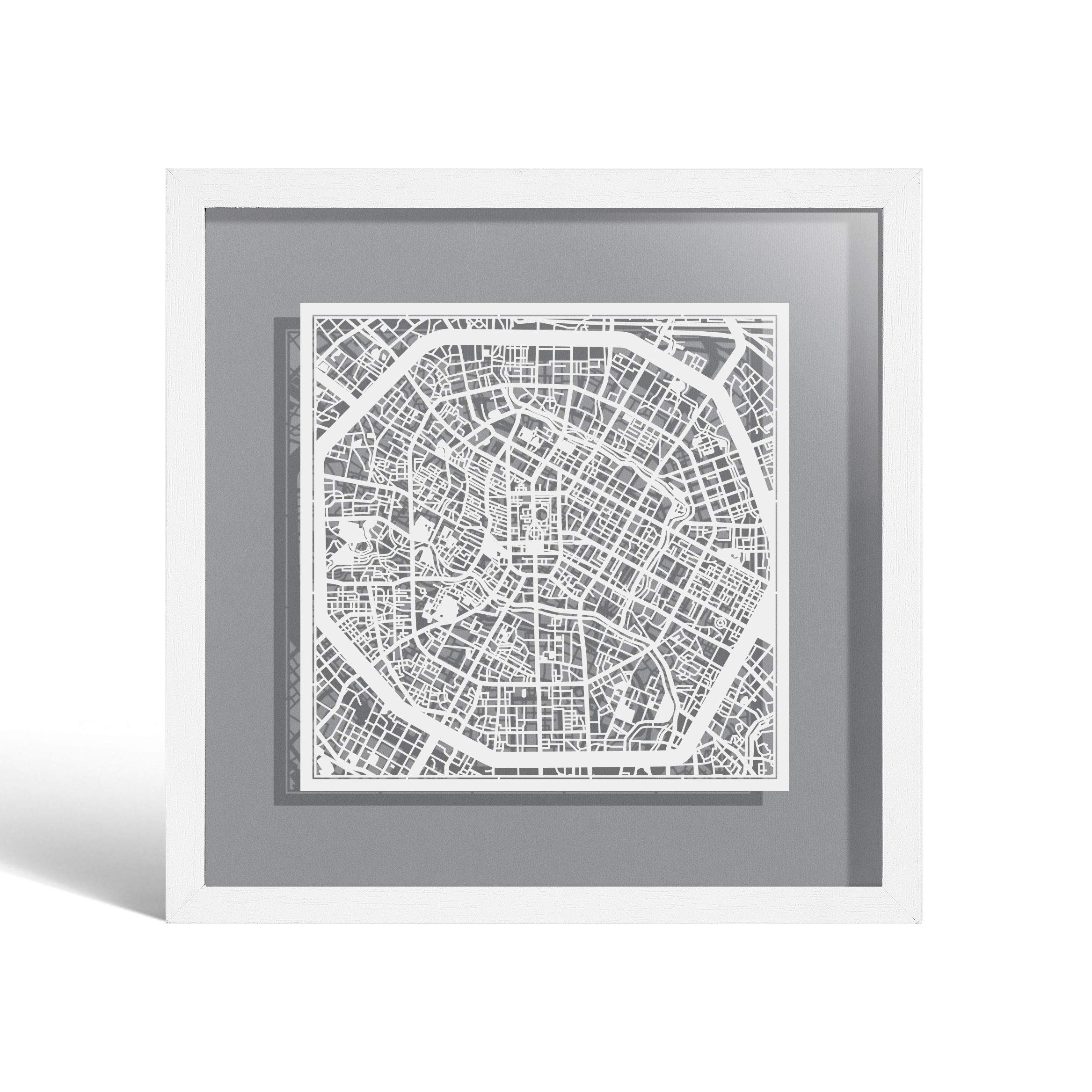 O3 DESIGN STUDIO Chengdu Marco de Papel para mapas, White map, White frame, 9x9 inches, Gift Boxed, 4 background color, self-changing, Paper Art โ image 1