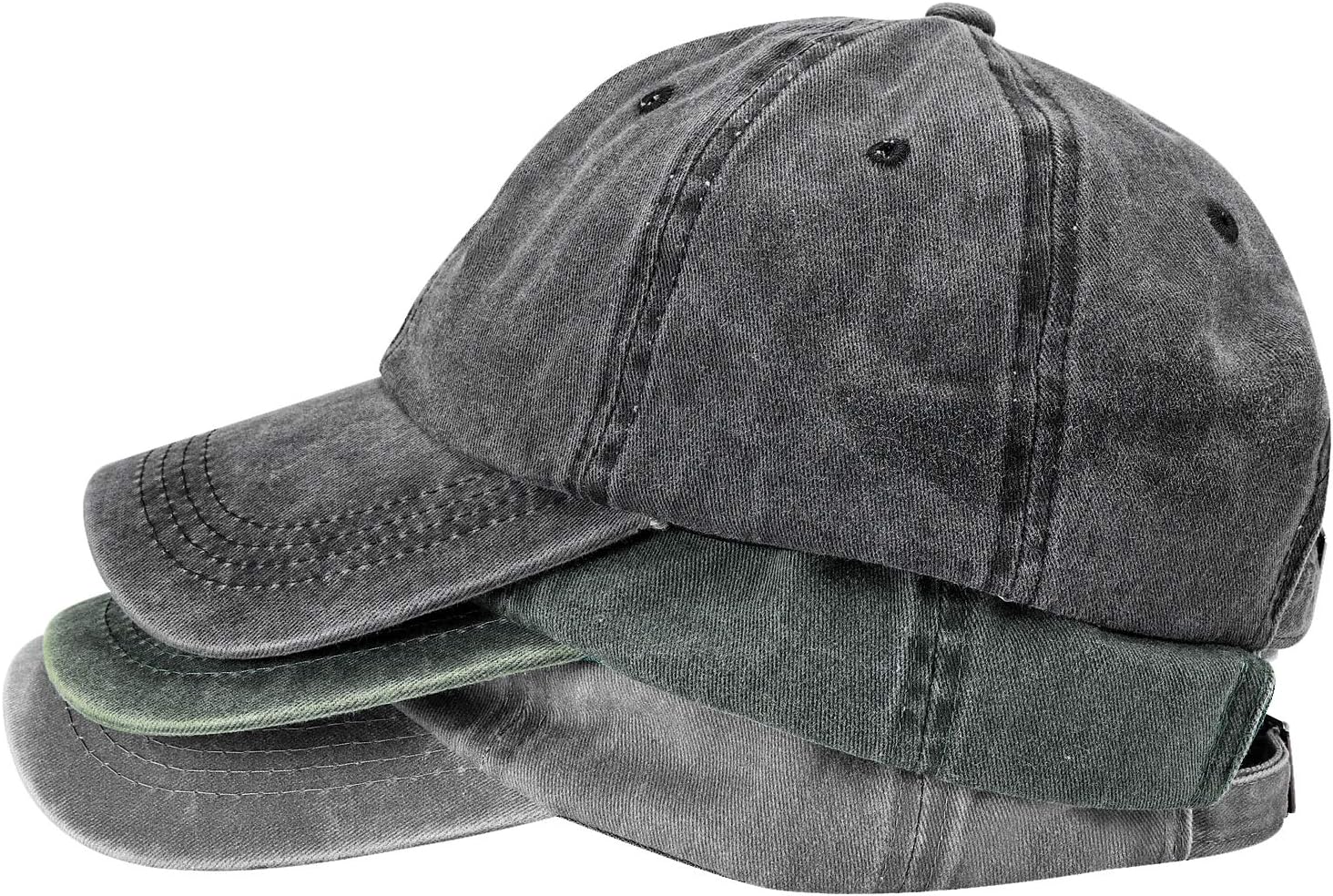 3 Packs Washed-Cotton Plain Baseball Cap, Vintage Adjustable Dad Hats Gift for Men/Women,Unstructured