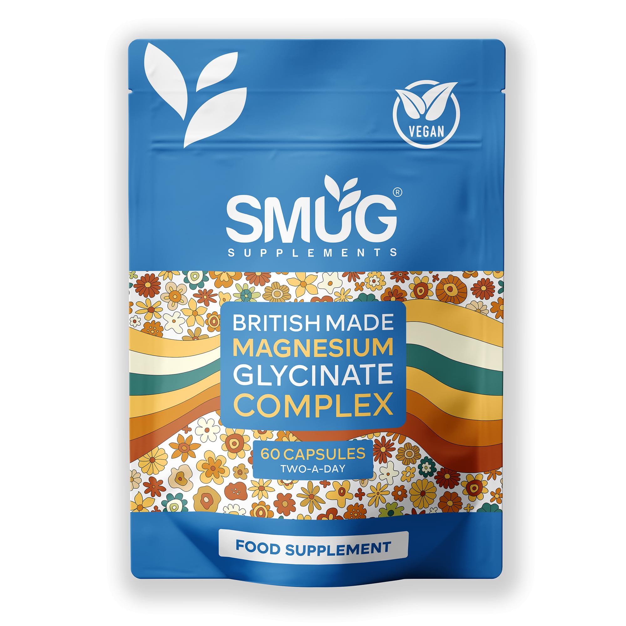 SMUG Supplements Magnesium Glycinate Complex, 60 Vegan Capsules, Bisglycinate Citrate Malate Blend 1850mg Per Serving, 347.5mg Elemental Magnesium, with Zinc 10mg and Vitamin B6 25mg, Made in Britain